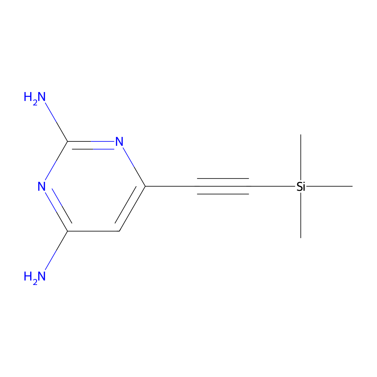 6-((Trimethylsilyl)ethynyl)pyrimidine-2,4-diamine molecular structure, CAS 727651-47-0