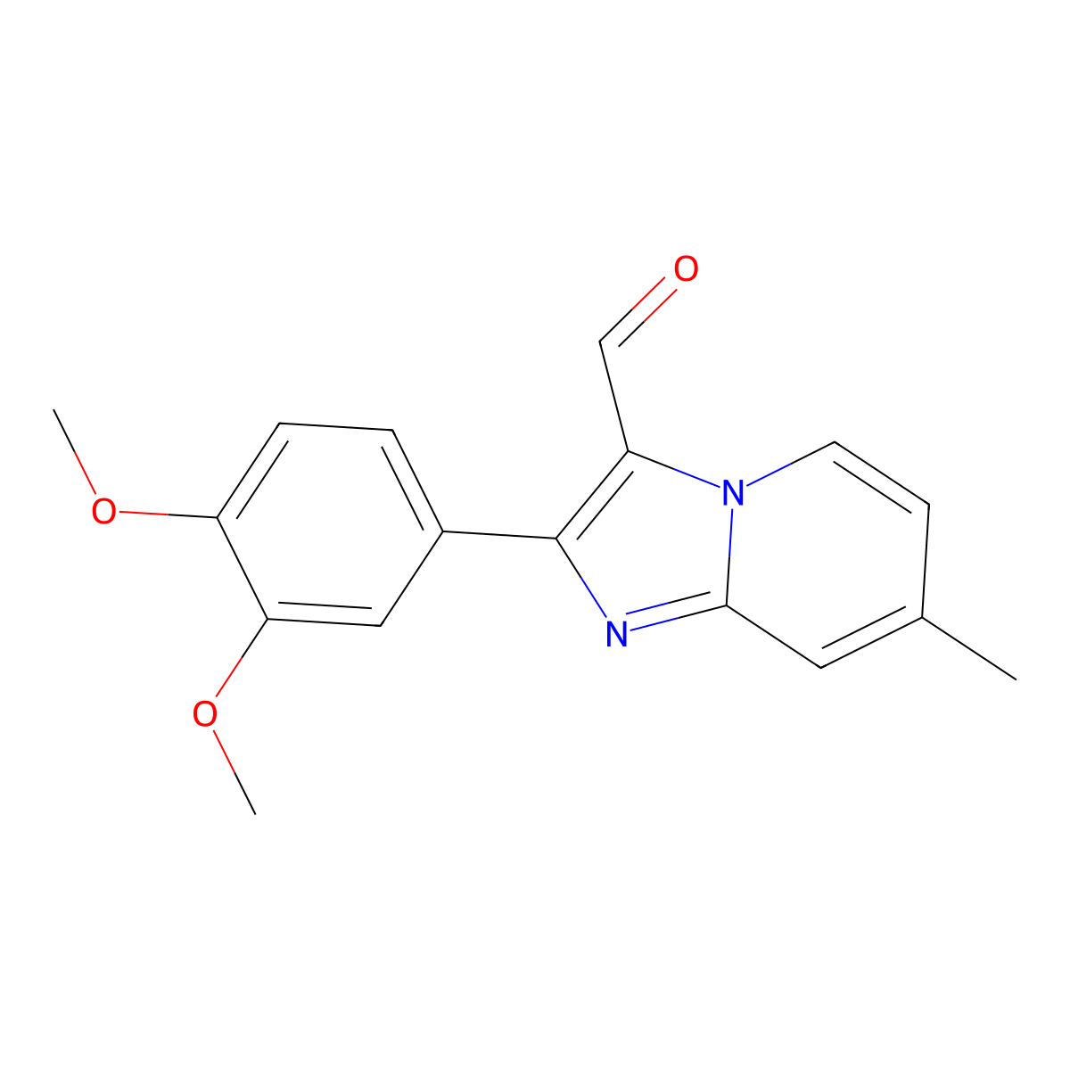 2-(3,4-Dimethoxyphenyl)-7-methylimidazo[1,2-a]pyridine-3-carbaldehyde molecular structure, CAS 727652-09-7
