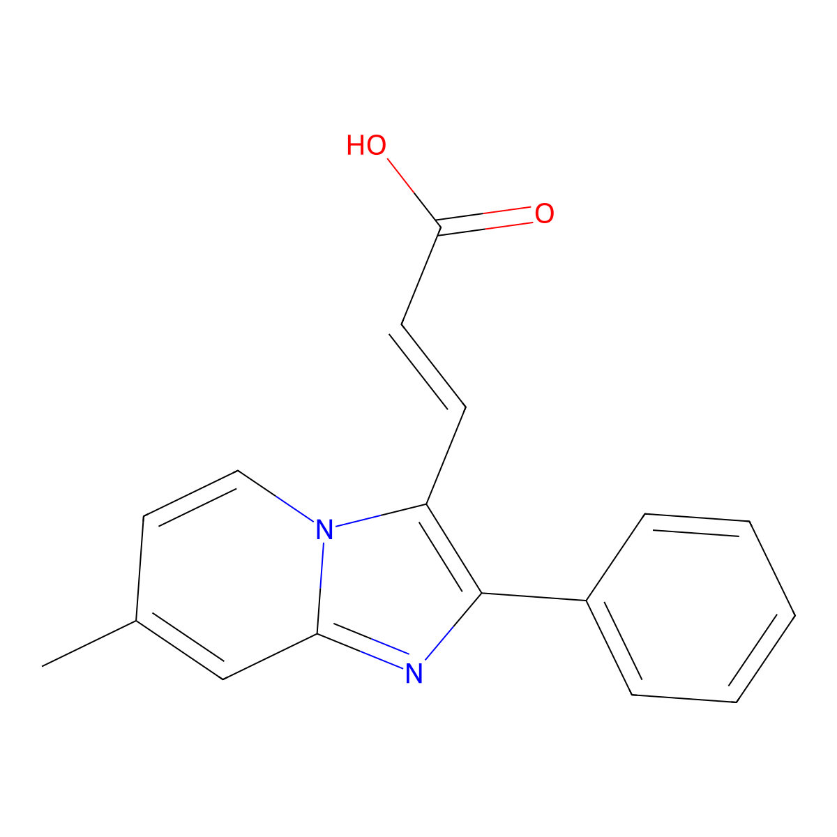 3-(7-Methyl-2-phenylimidazo[1,2-a]pyridin-3-yl)acrylic acid molecular structure, CAS 727652-24-6