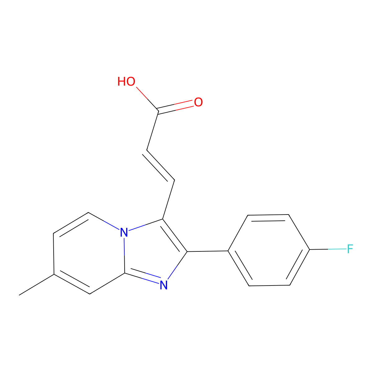 3-(2-(4-Fluorophenyl)-7-methylimidazo[1,2-a]pyridin-3-yl)acrylic acid molecular structure, CAS 727652-29-1