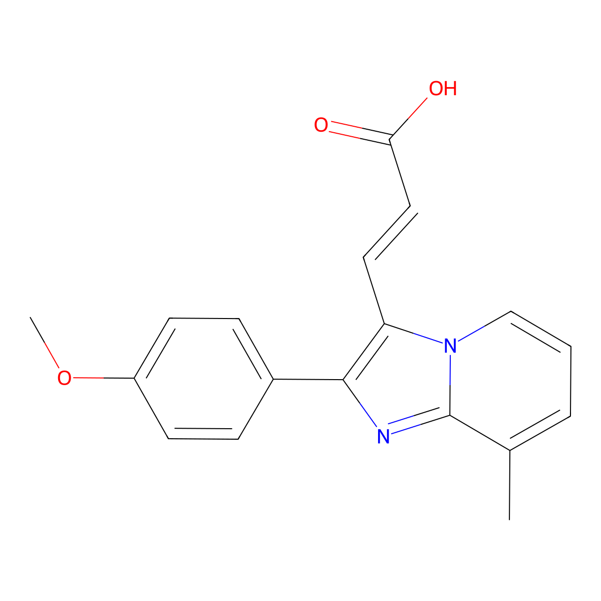 3-(2-(4-Methoxyphenyl)-8-methylimidazo[1,2-a]pyridin-3-yl)acrylic acid molecular structure, CAS 727652-34-8