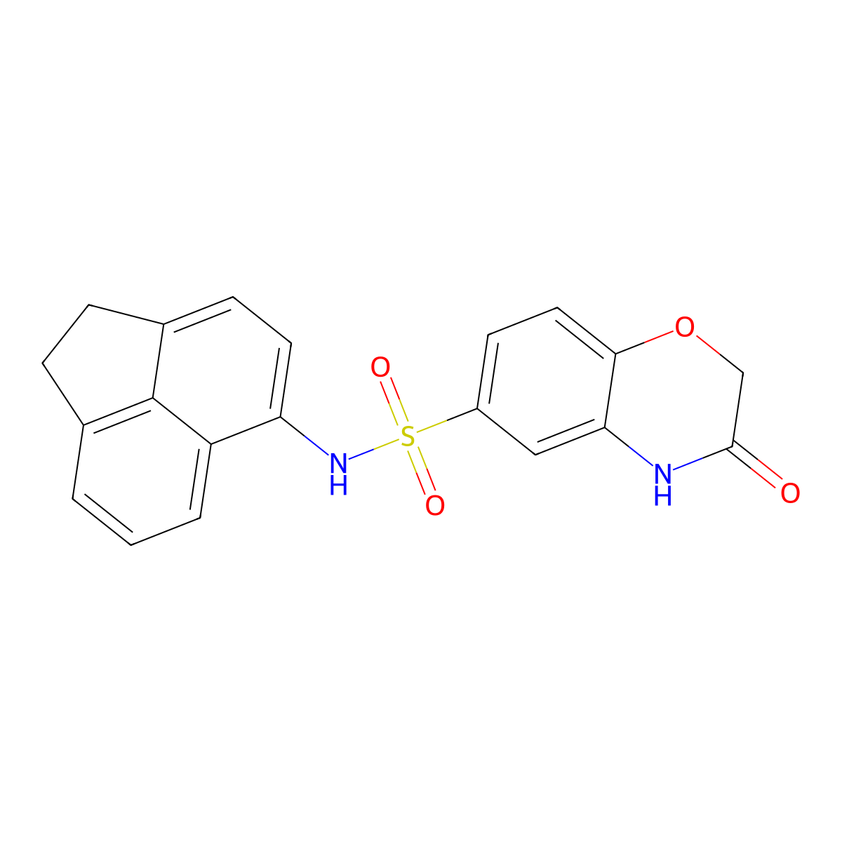 N-(1,2-dihydroacenaphthylen-5-yl)-3-oxo-4H-1,4-benzoxazine-6-sulfonamide molecular structure, CAS 727655-66-5