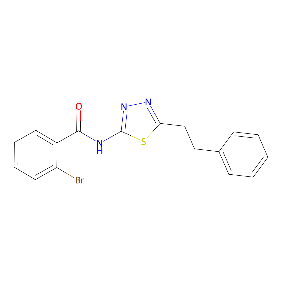 2-bromo-N-[5-(2-phenylethyl)-1,3,4-thiadiazol-2-yl]benzamide molecular structure, CAS 727656-30-6