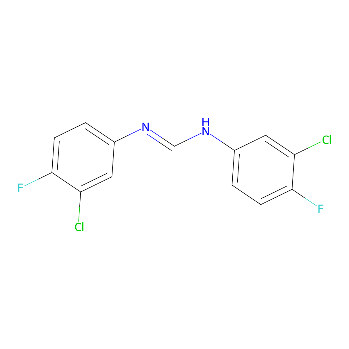 N,N'-bis(3-chloro-4-fluorophenyl)methanimidamide molecular structure, CAS 727658-04-0