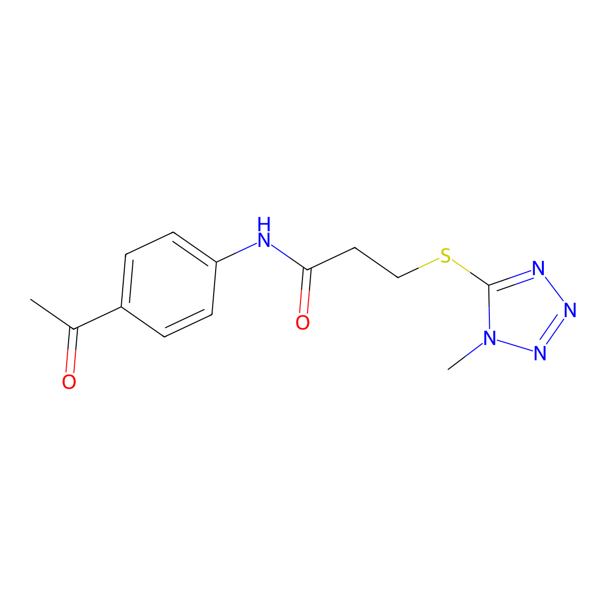 N-(4-acetylphenyl)-3-(1-methyltetrazol-5-yl)sulfanylpropanamide molecular structure, CAS 727658-81-3
