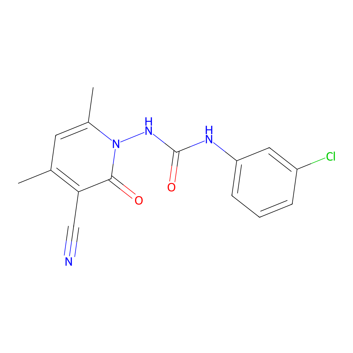 1-(3-Chlorophenyl)-3-(3-cyano-4,6-dimethyl-2-oxopyridin-1-yl)urea molecular structure, CAS 727659-91-8