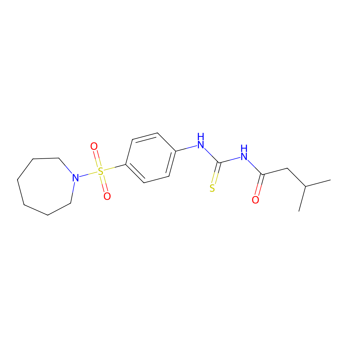 N-((4-(azepan-1-ylsulfonyl)phenyl)carbamothioyl)-3-methylbutanamide molecular structure, CAS 727660-17-5
