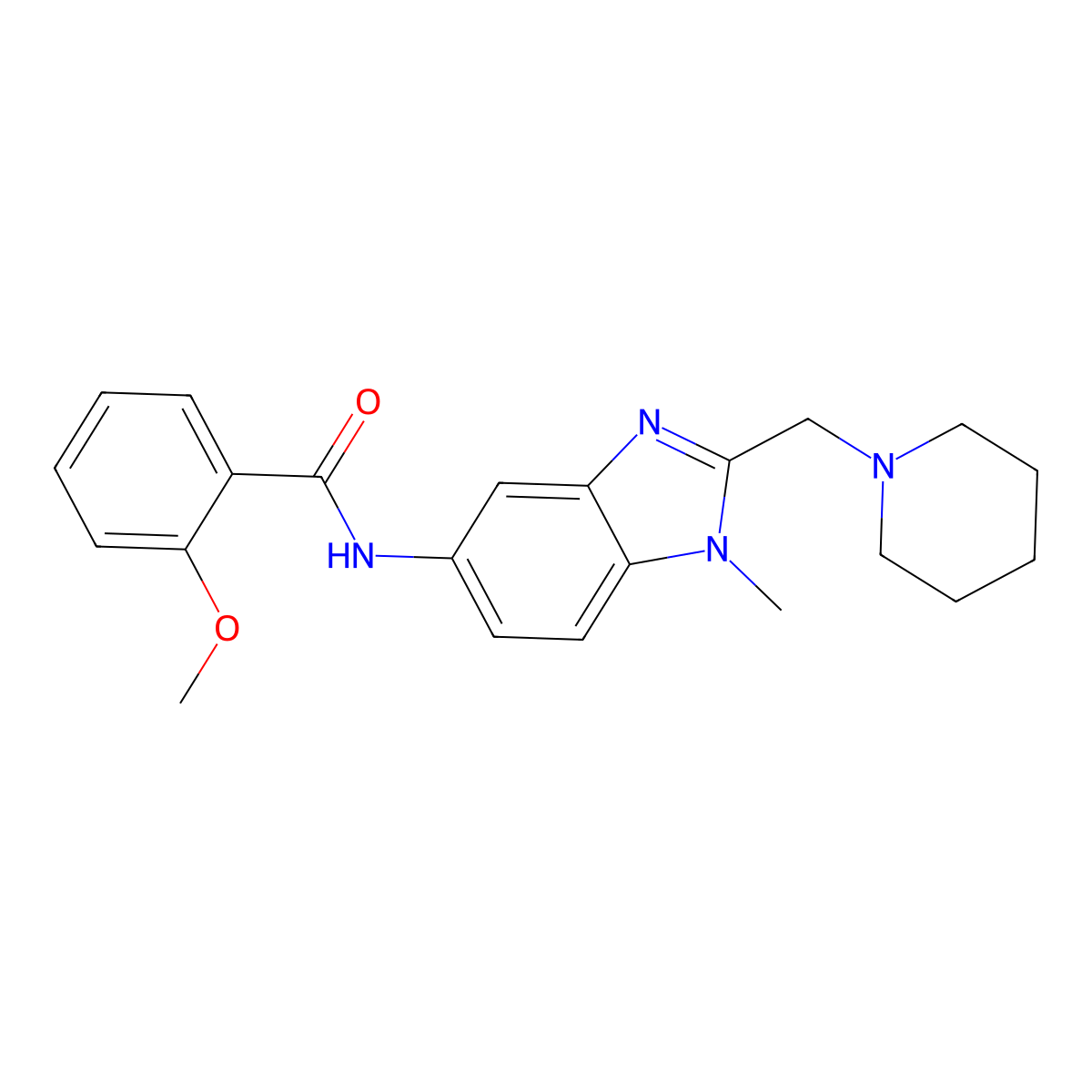 2-methoxy-N-[1-methyl-2-(piperidin-1-ylmethyl)benzimidazol-5-yl]benzamide molecular structure, CAS 727661-76-9
