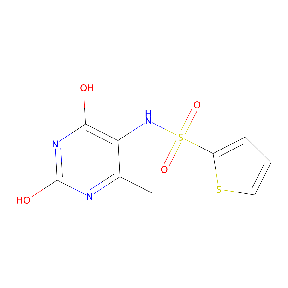 N-(6-methyl-2,4-dioxo-1H-pyrimidin-5-yl)thiophene-2-sulfonamide molecular structure, CAS 727661-79-2