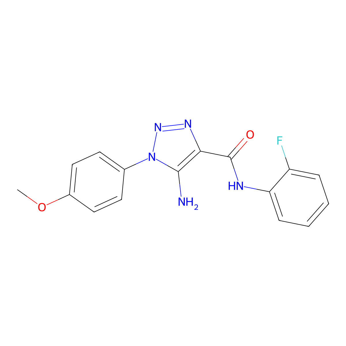 5-amino-N-(2-fluorophenyl)-1-(4-methoxyphenyl)-1H-1,2,3-triazole-4-carboxamide molecular structure, CAS 727662-38-6