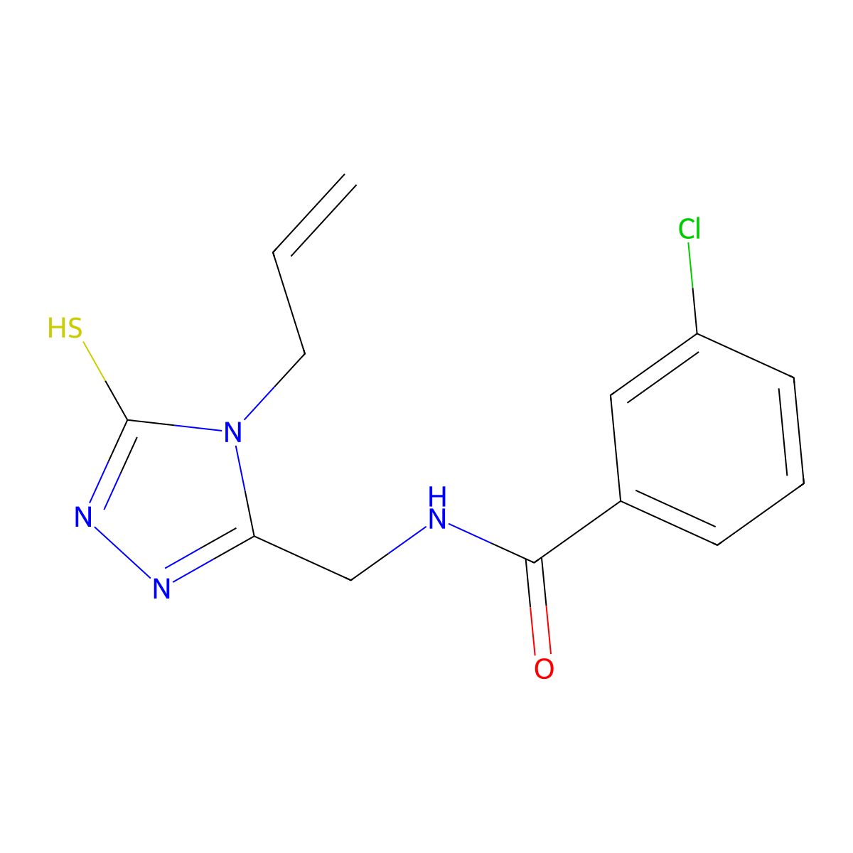3-chloro-N-[(4-prop-2-enyl-5-sulfanylidene-1H-1,2,4-triazol-3-yl)methyl]benzamide molecular structure, CAS 727662-44-4