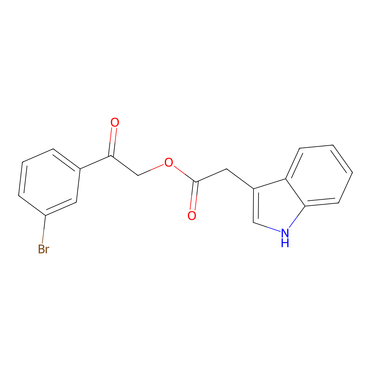 2-(3-bromophenyl)-2-oxoethyl 1H-indol-3-ylacetate molecular structure, CAS 727663-05-0