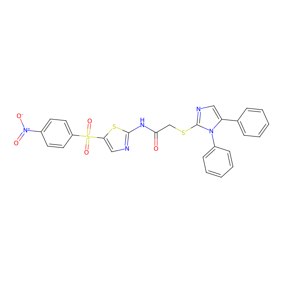 2-(1,5-diphenylimidazol-2-yl)sulfanyl-N-[5-(4-nitrophenyl)sulfonyl-1,3-thiazol-2-yl]acetamide molecular structure, CAS 727663-07-2