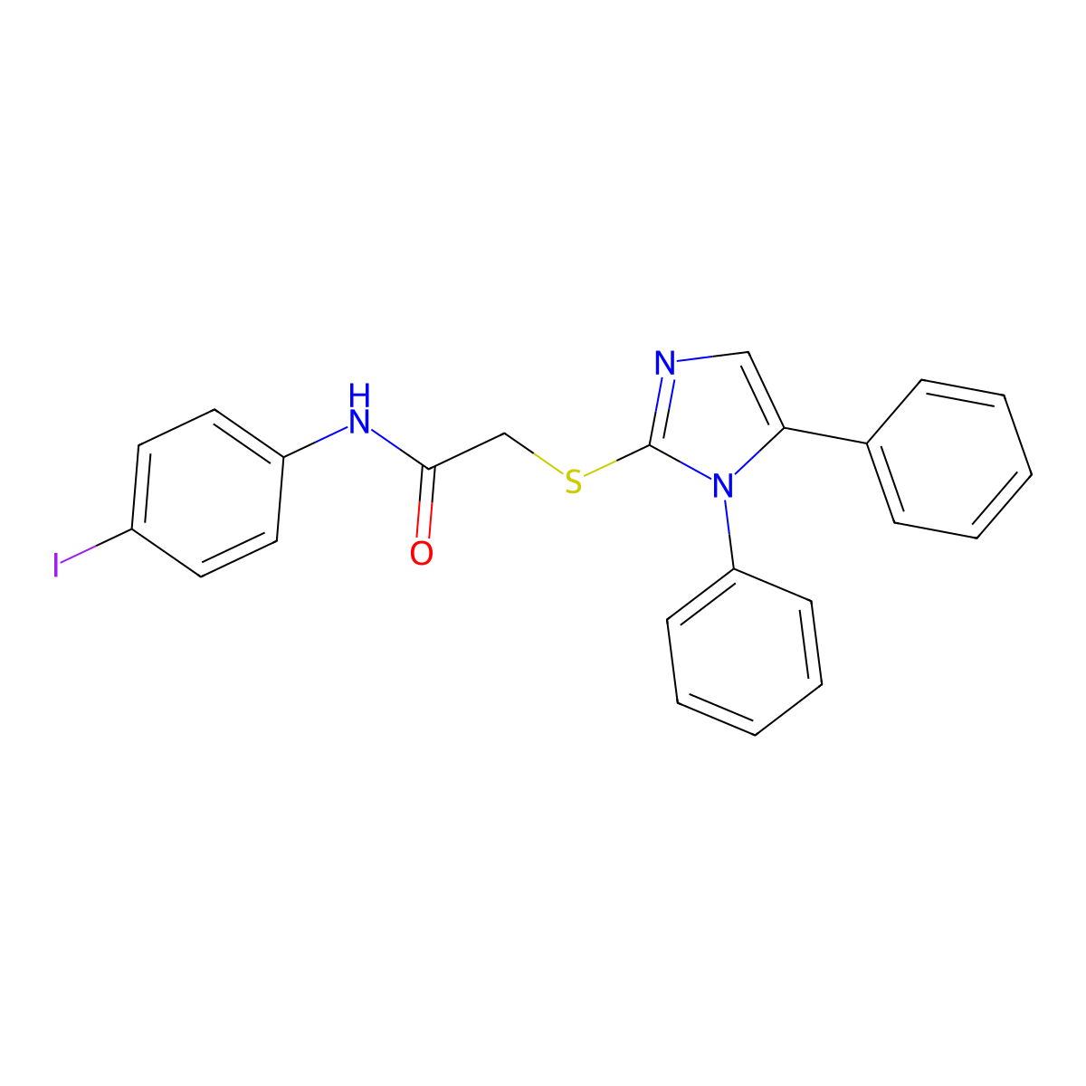 2-(1,5-diphenylimidazol-2-yl)sulfanyl-N-(4-iodophenyl)acetamide molecular structure, CAS 727663-08-3