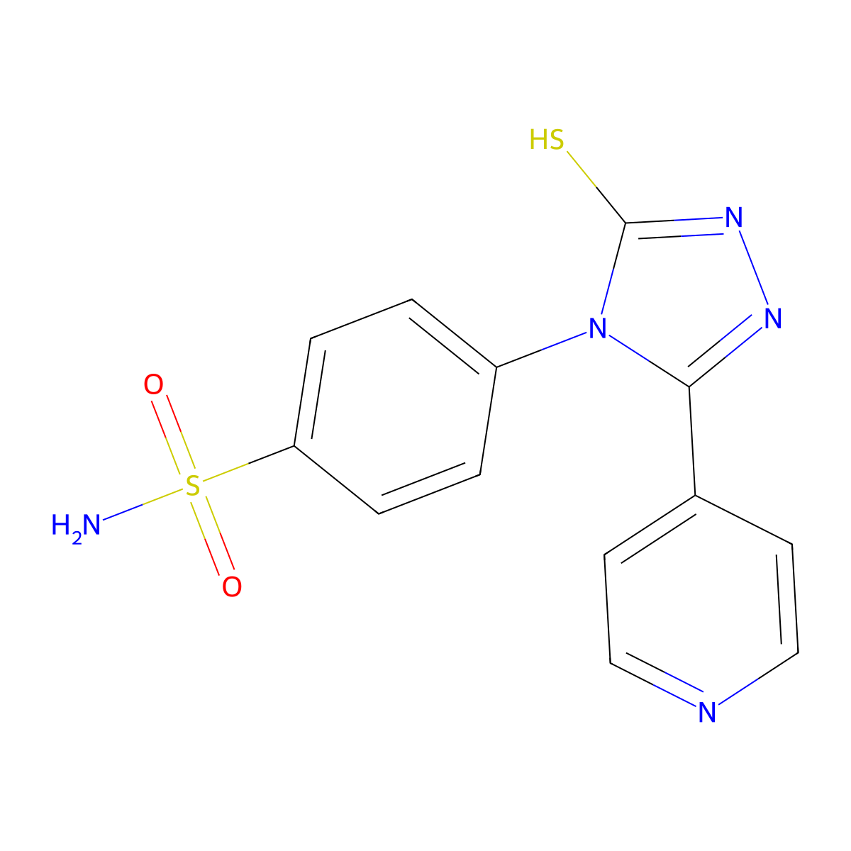 4-(3-pyridin-4-yl-5-sulfanylidene-1H-1,2,4-triazol-4-yl)benzenesulfonamide molecular structure, CAS 727663-11-8