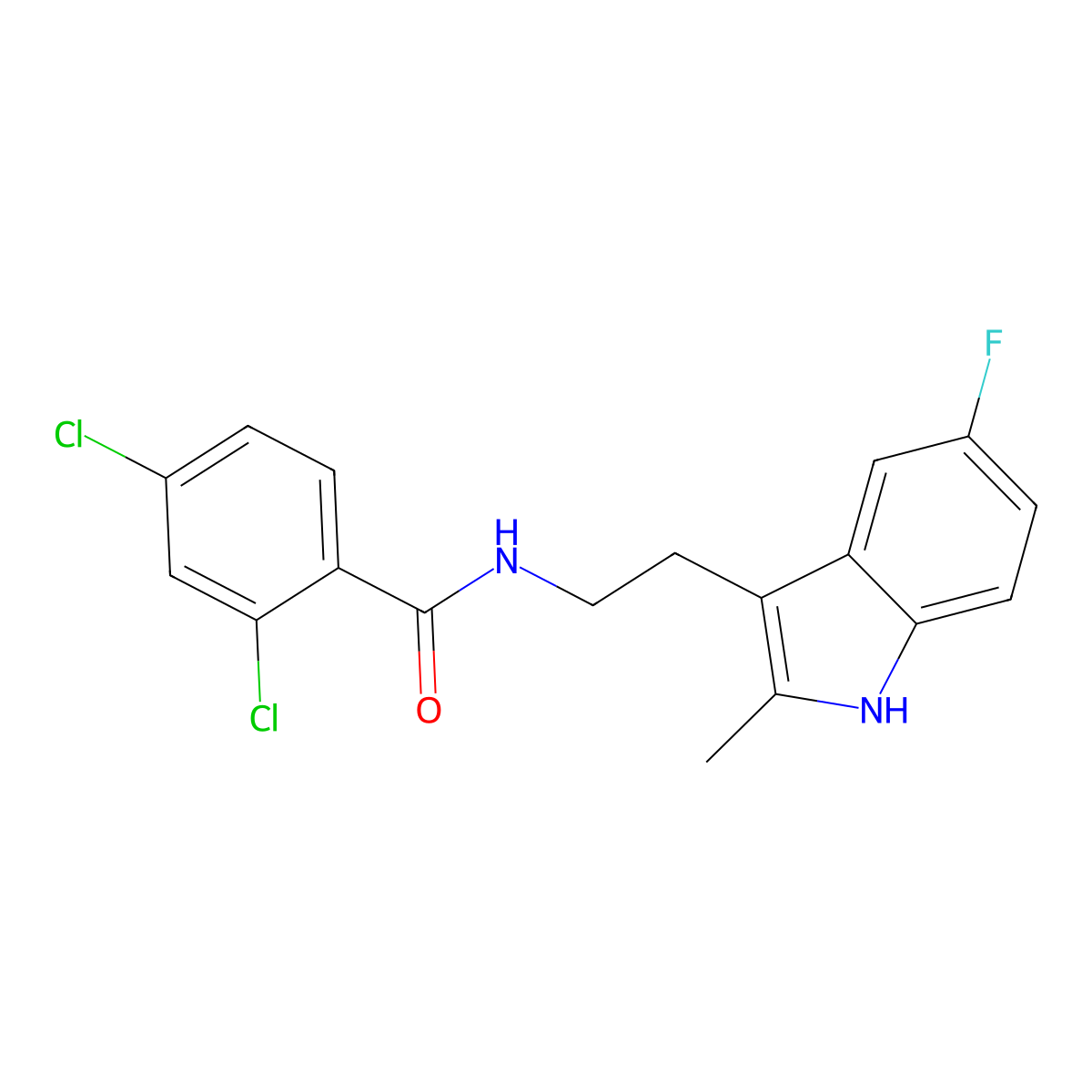 2,4-dichloro-N-[2-(5-fluoro-2-methyl-1H-indol-3-yl)ethyl]benzamide molecular structure, CAS 727663-66-3