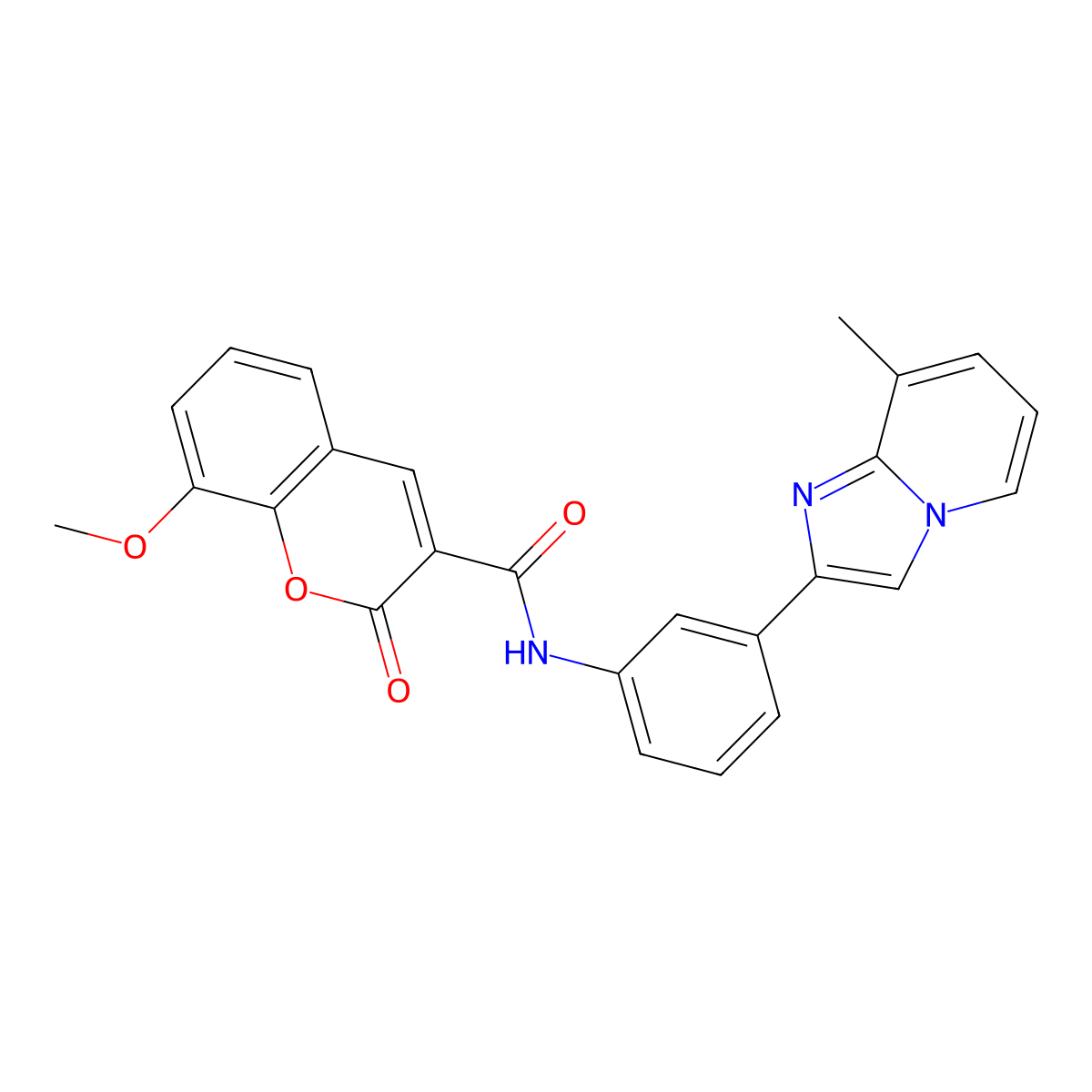 8-methoxy-N-(3-(8-methylimidazo[1,2-a]pyridin-2-yl)phenyl)-2-oxo-2H-chromene-3-carboxamide molecular structure, CAS 727663-74-3