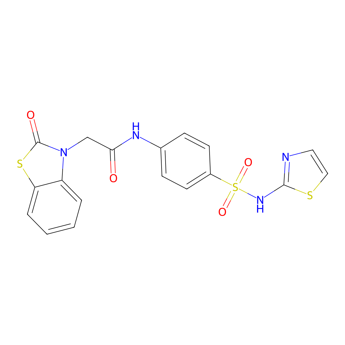 2-(2-oxo-1,3-benzothiazol-3-yl)-N-[4-(1,3-thiazol-2-ylsulfamoyl)phenyl]acetamide molecular structure, CAS 727663-89-0