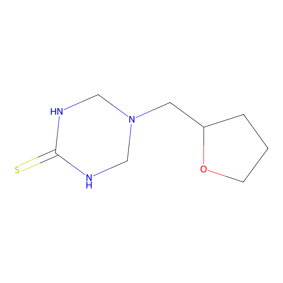 5-(Tetrahydrofuran-2-ylmethyl)-1,4,5,6-tetrahydro-1,3,5-triazine-2-thiol molecular structure, CAS 727664-33-7