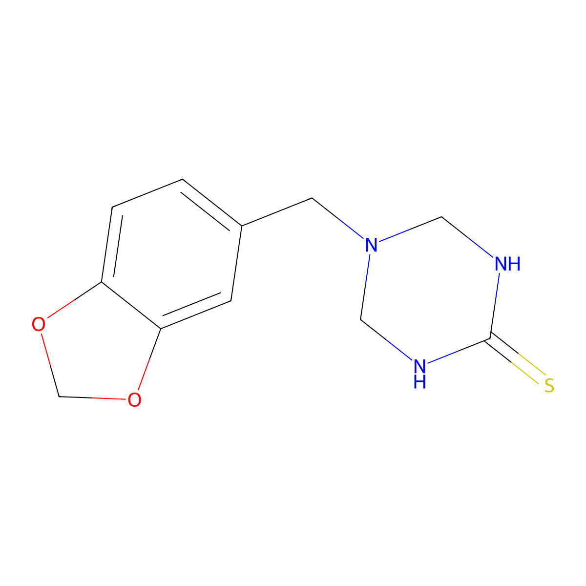 5-(1,3-Benzodioxol-5-ylmethyl)-1,3,5-triazinane-2-thione molecular structure, CAS 727664-34-8