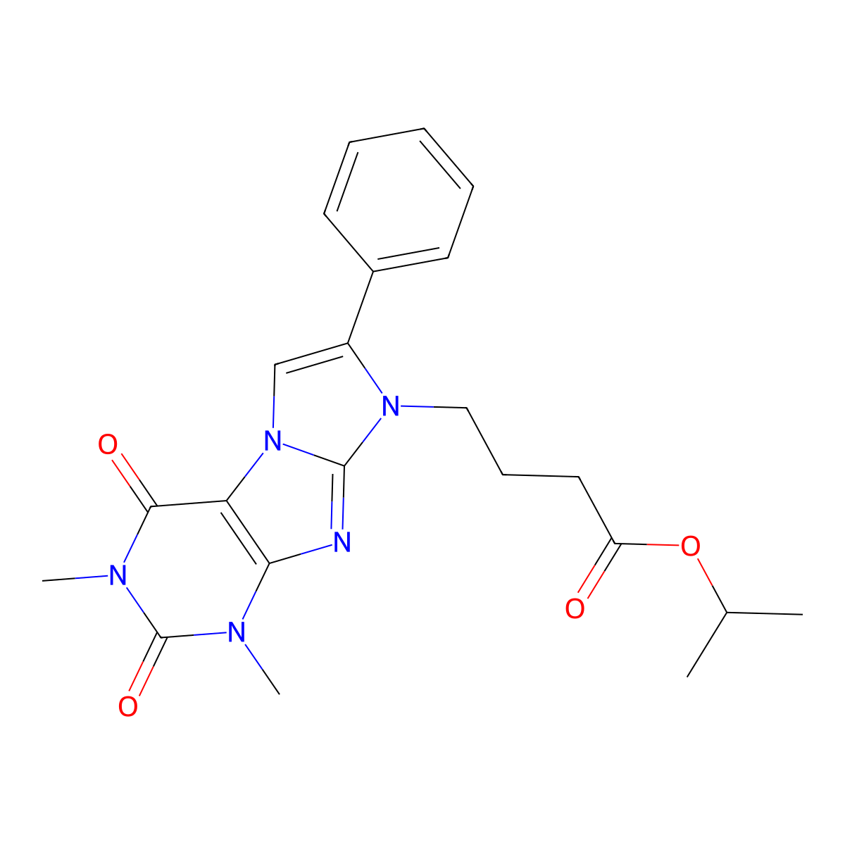 isopropyl 4-(1,3-dimethyl-2,4-dioxo-7-phenyl-3,4-dihydro-1H-imidazo[2,1-f]purin-8(2H)-yl)butanoate molecular structure, CAS 727664-40-6