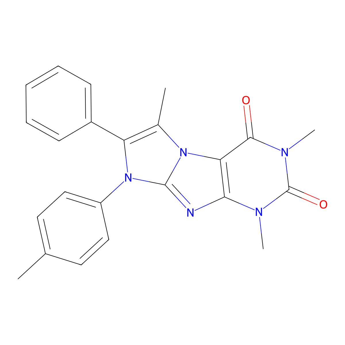 2,4,8-Trimethyl-6-(4-methylphenyl)-7-phenylpurino[7,8-a]imidazole-1,3-dione molecular structure, CAS 727664-41-7