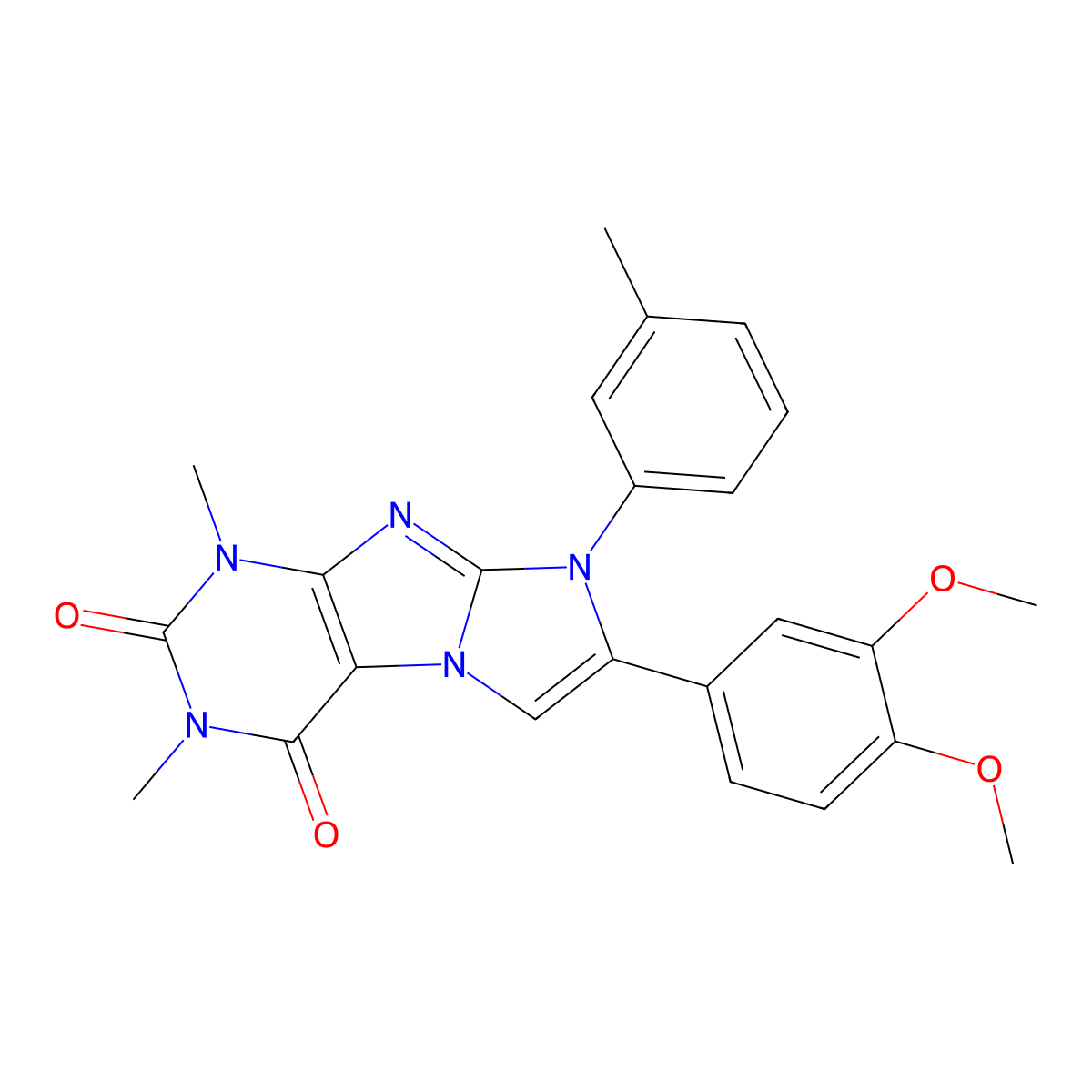 7-(3,4-Dimethoxyphenyl)-2,4-dimethyl-6-(3-methylphenyl)purino[7,8-a]imidazole-1,3-dione molecular structure, CAS 727664-43-9