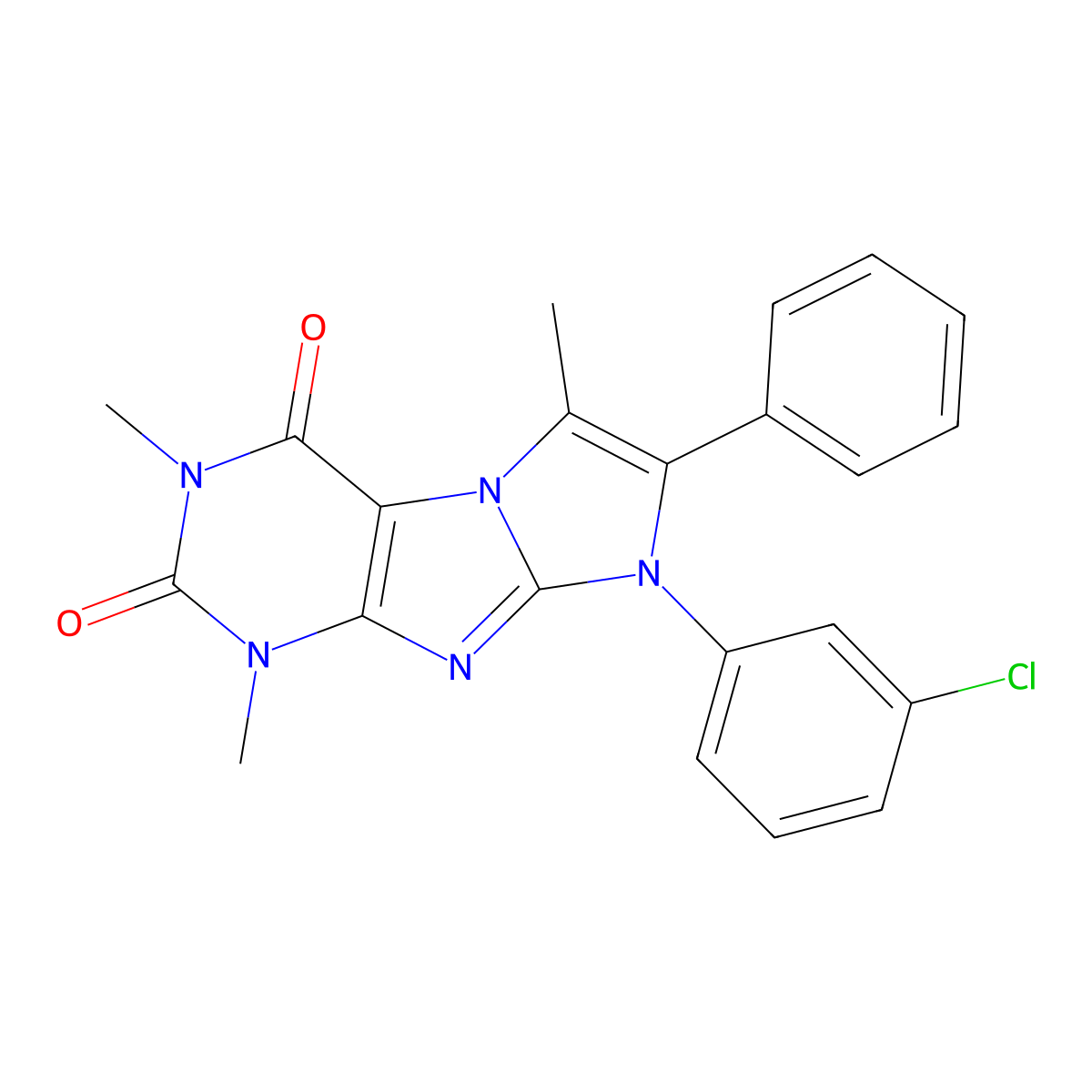 6-(3-Chlorophenyl)-2,4,8-trimethyl-7-phenylpurino[7,8-a]imidazole-1,3-dione molecular structure, CAS 727664-45-1