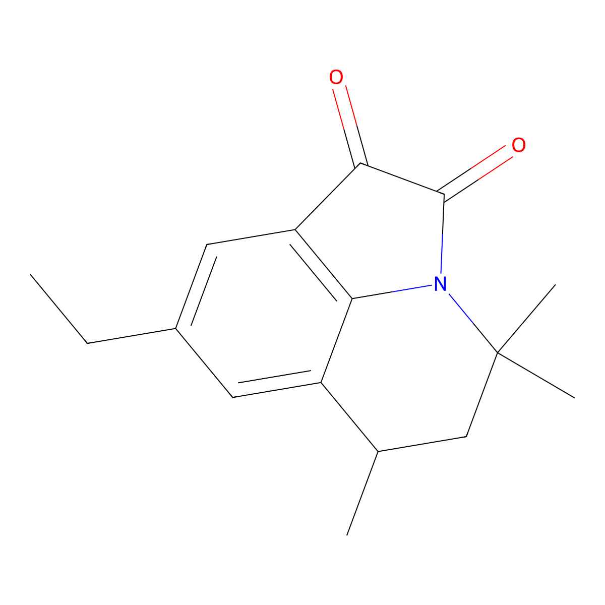 8-Ethyl-5,6-dihydro-4,4,6-trimethyl-4H-pyrrolo(3,2,1-ij)quinoline-1,2-dione molecular structure, CAS 727664-65-5