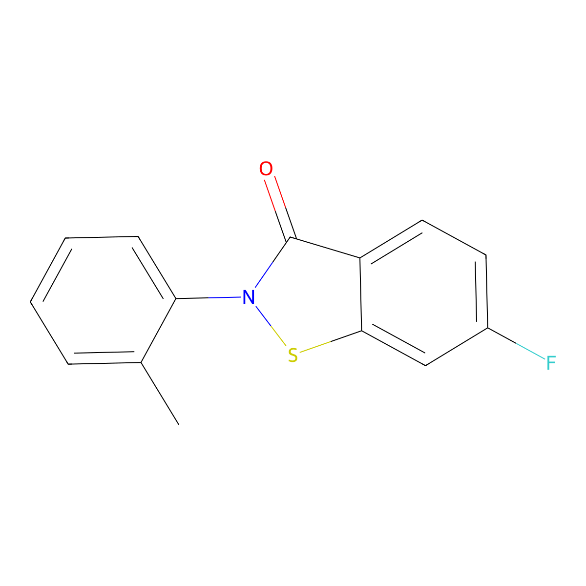 6-Fluoro-2-(2-methylphenyl)-1,2-benzothiazol-3-one molecular structure, CAS 727664-79-1