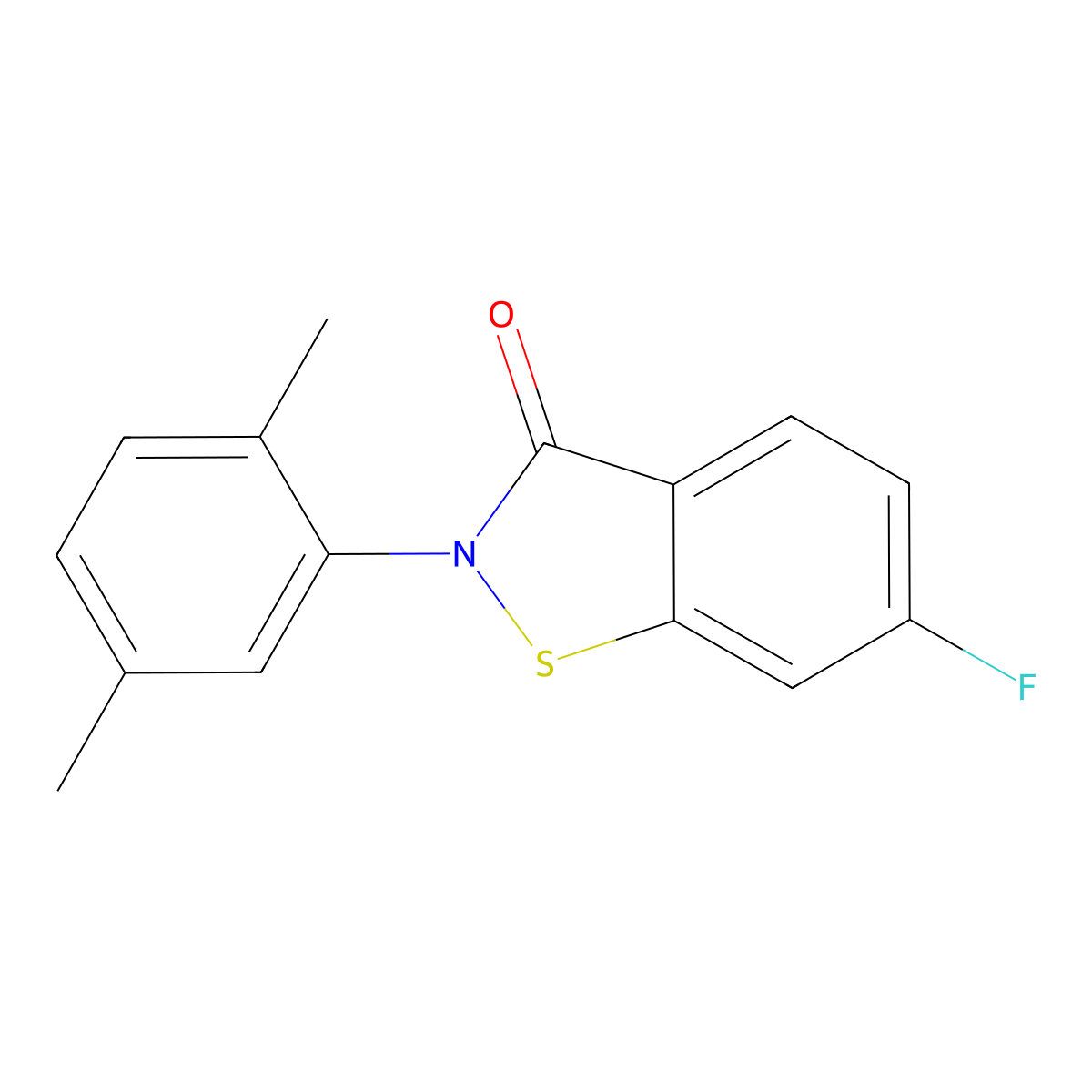 2-(2,5-Dimethylphenyl)-6-fluoro-1,2-benzothiazol-3-one molecular structure, CAS 727664-91-7