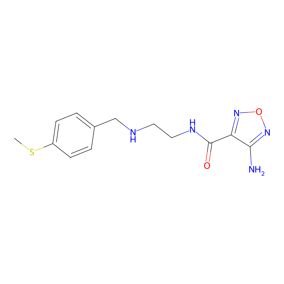 4-amino-N-(2-{[4-(methylsulfanyl)benzyl]amino}ethyl)-1,2,5-oxadiazole-3-carboxamide molecular structure, CAS 727666-18-4
