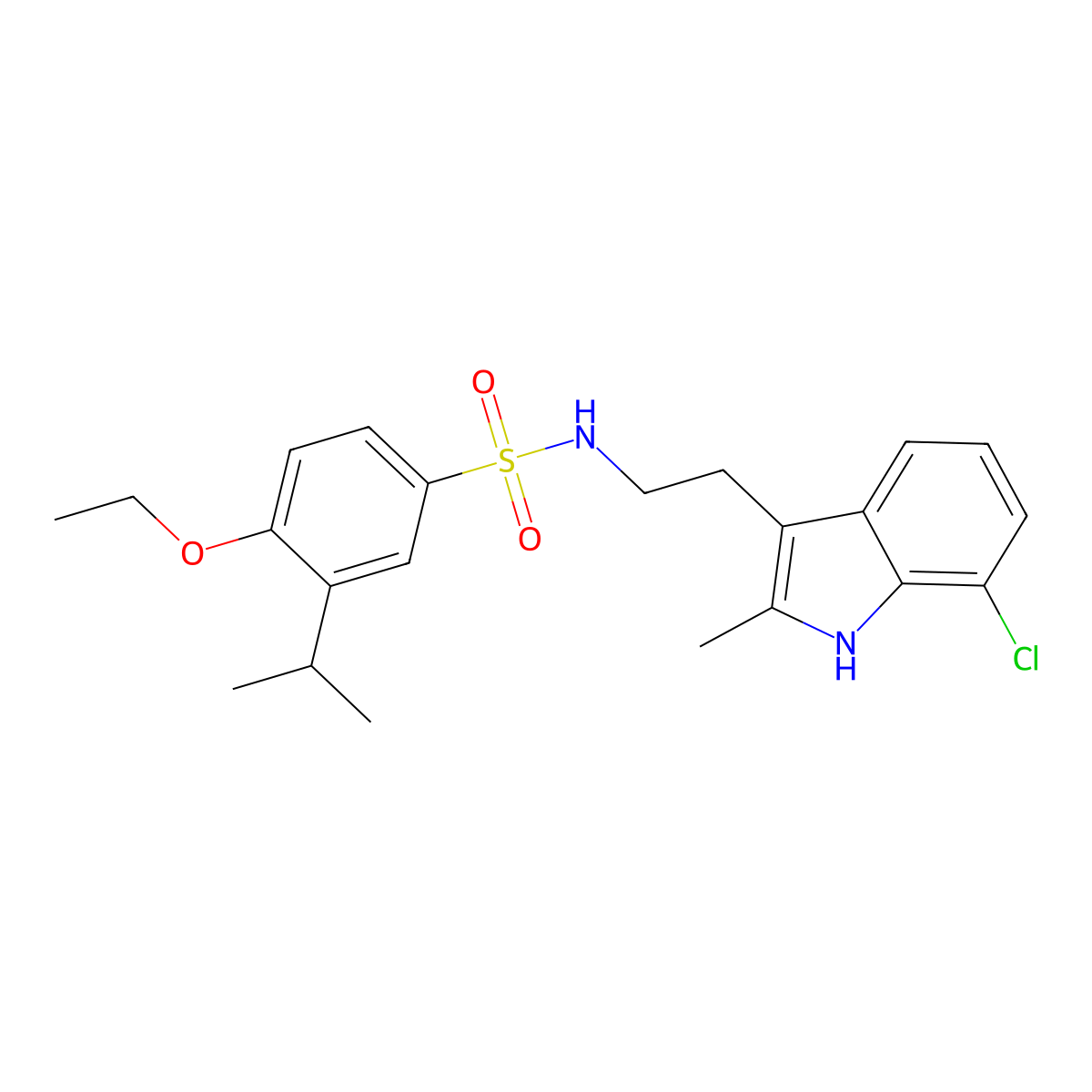 N-[2-(7-chloro-2-methyl-1H-indol-3-yl)ethyl]-4-ethoxy-3-(propan-2-yl)benzenesulfonamide molecular structure, CAS 727666-25-3