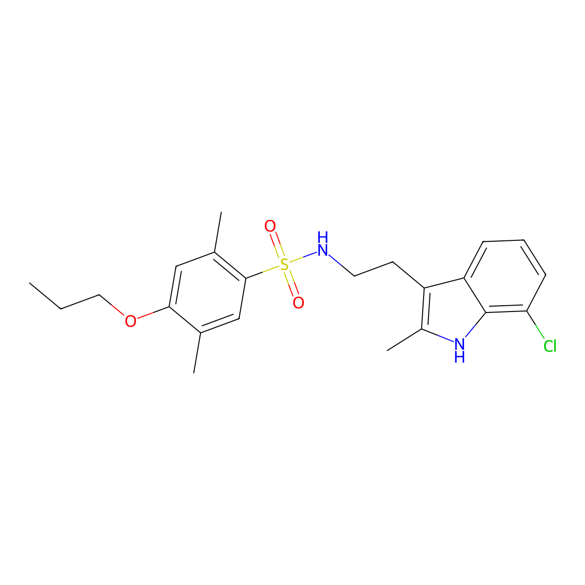 N-[2-(7-chloro-2-methyl-1H-indol-3-yl)ethyl]-2,5-dimethyl-4-propoxybenzenesulfonamide molecular structure, CAS 727666-26-4
