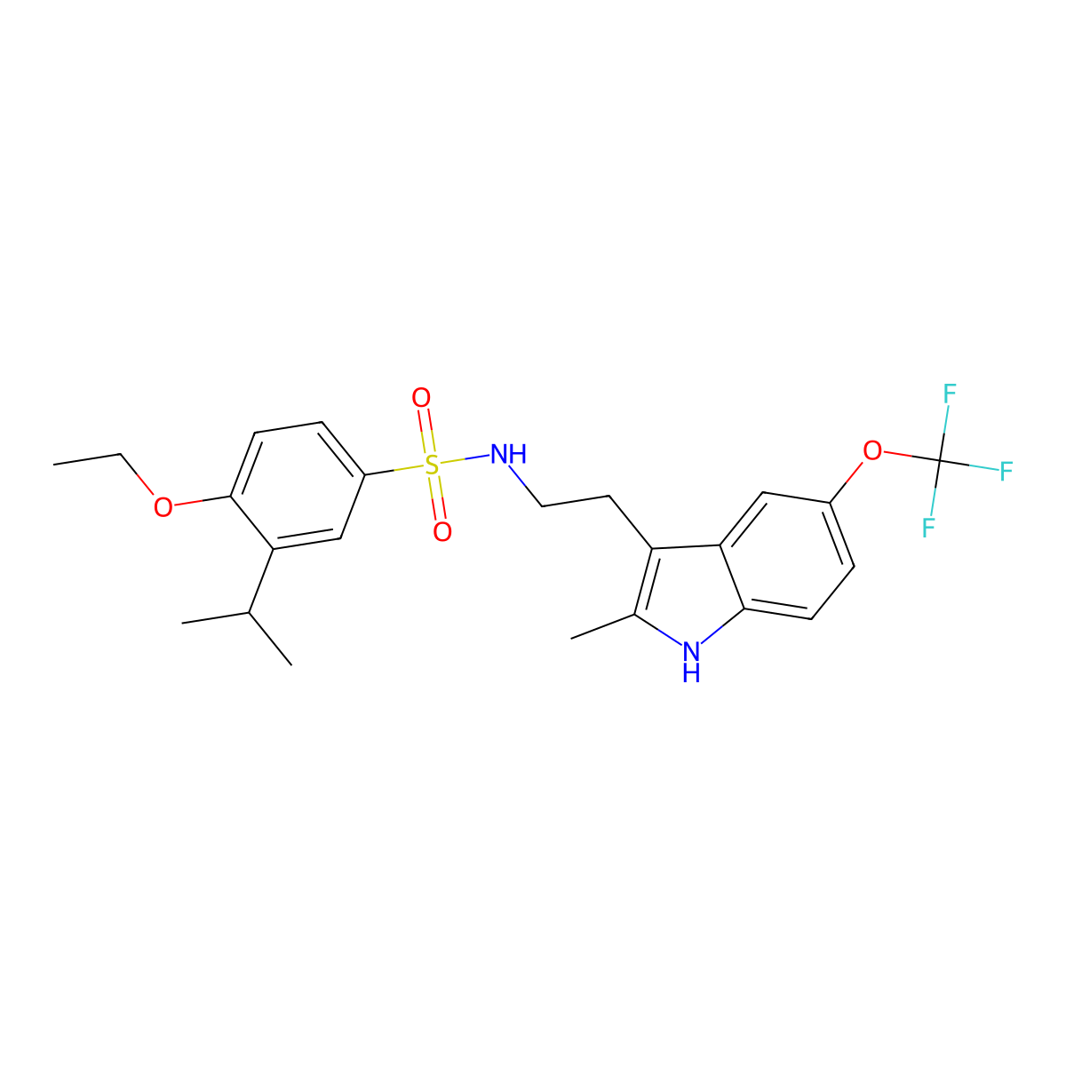 4-ethoxy-N-{2-[2-methyl-5-(trifluoromethoxy)-1H-indol-3-yl]ethyl}-3-(propan-2-yl)benzenesulfonamide molecular structure, CAS 727666-29-7