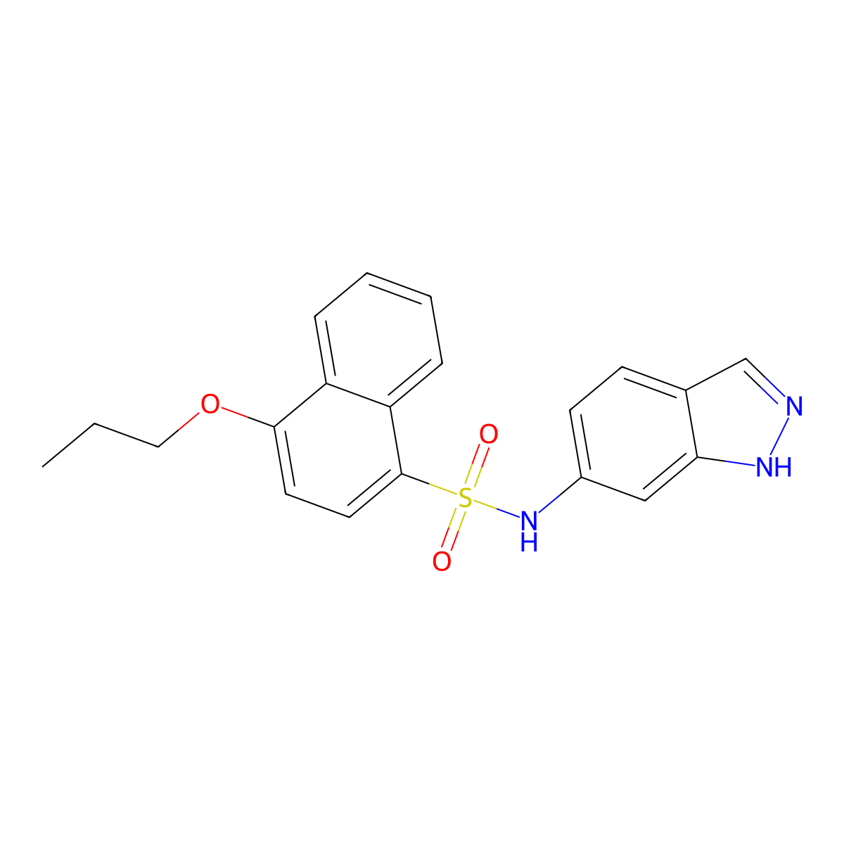 N-(1H-indazol-6-yl)-4-propoxynaphthalene-1-sulfonamide molecular structure, CAS 727666-31-1