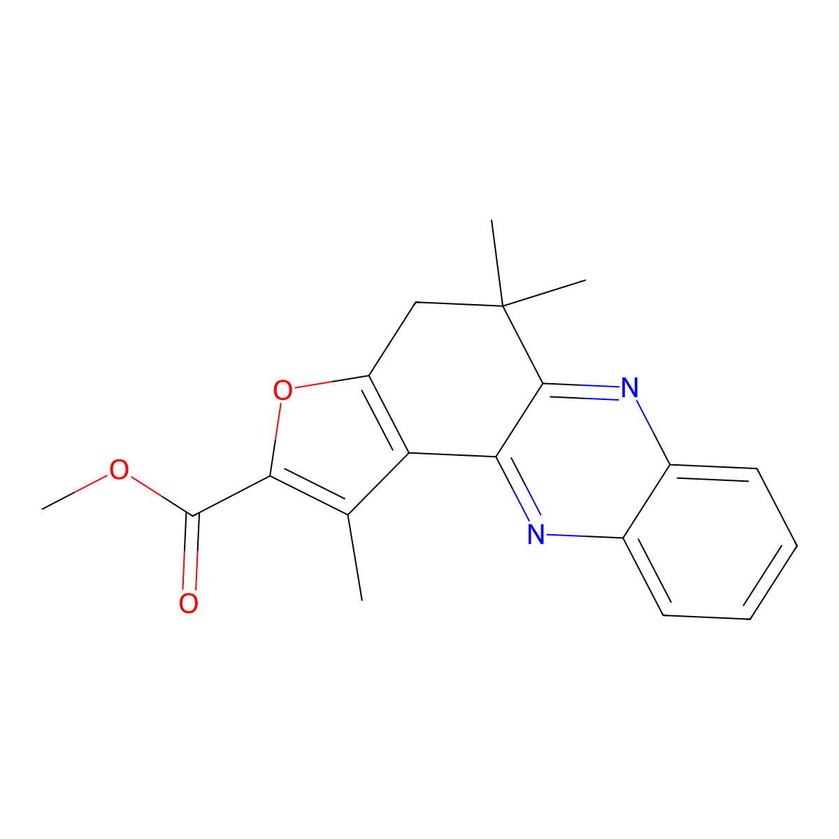 Furo[3,2-a]phenazine-2-carboxylic acid, 4,5-dihydro-1,5,5-trimethyl-, methyl ester molecular structure, CAS 727666-50-4