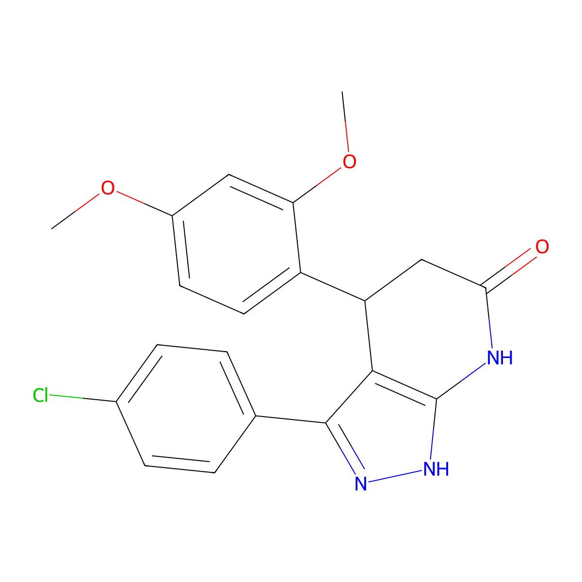 3-(4-Chlorophenyl)-4-(2,4-dimethoxyphenyl)-1,2,4,5-tetrahydropyrazolo[3,4-b]pyridin-6-one molecular structure, CAS 727666-84-4