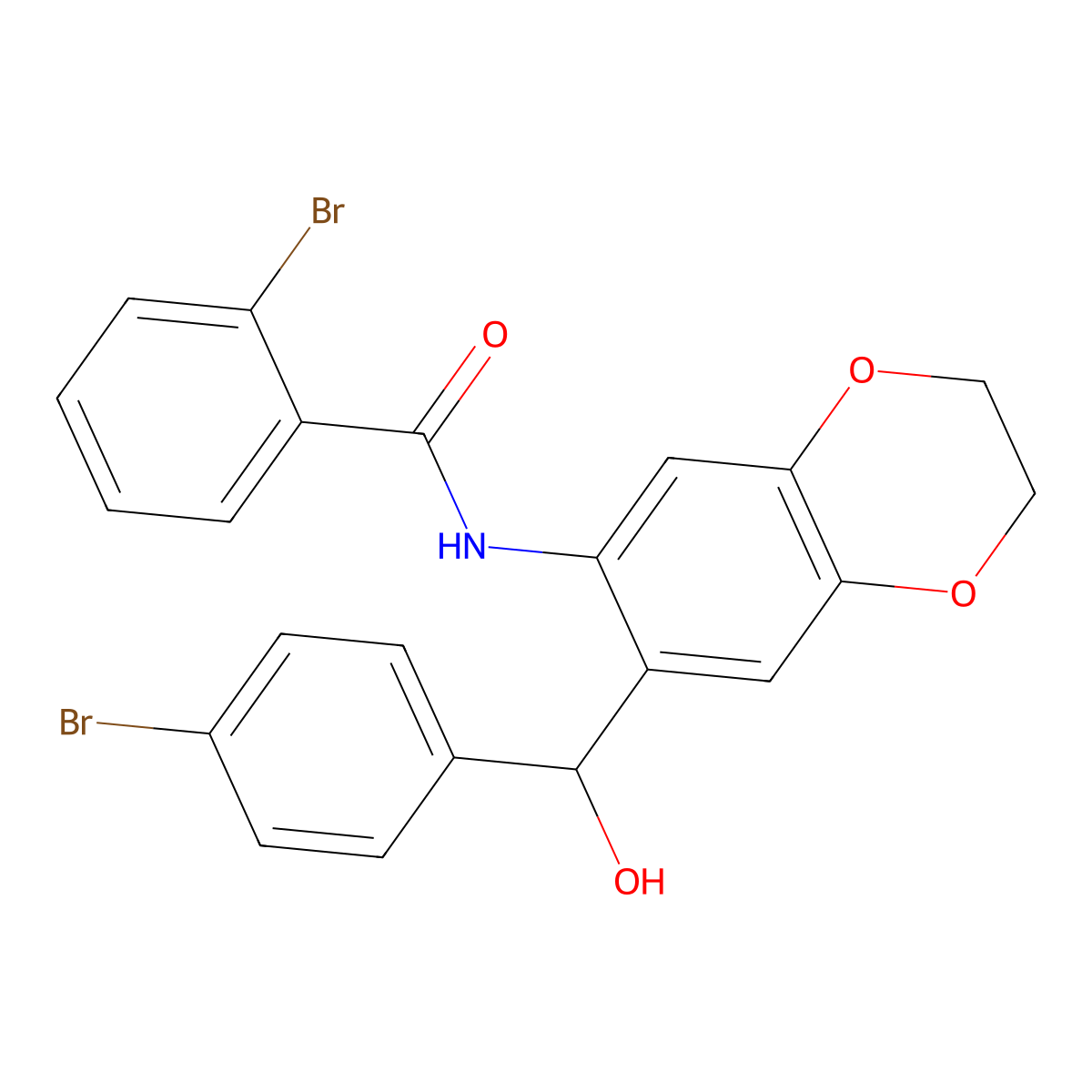 2-bromo-N-[7-[(4-bromophenyl)-hydroxymethyl]-2,3-dihydro-1,4-benzodioxin-6-yl]benzamide molecular structure, CAS 727669-66-1