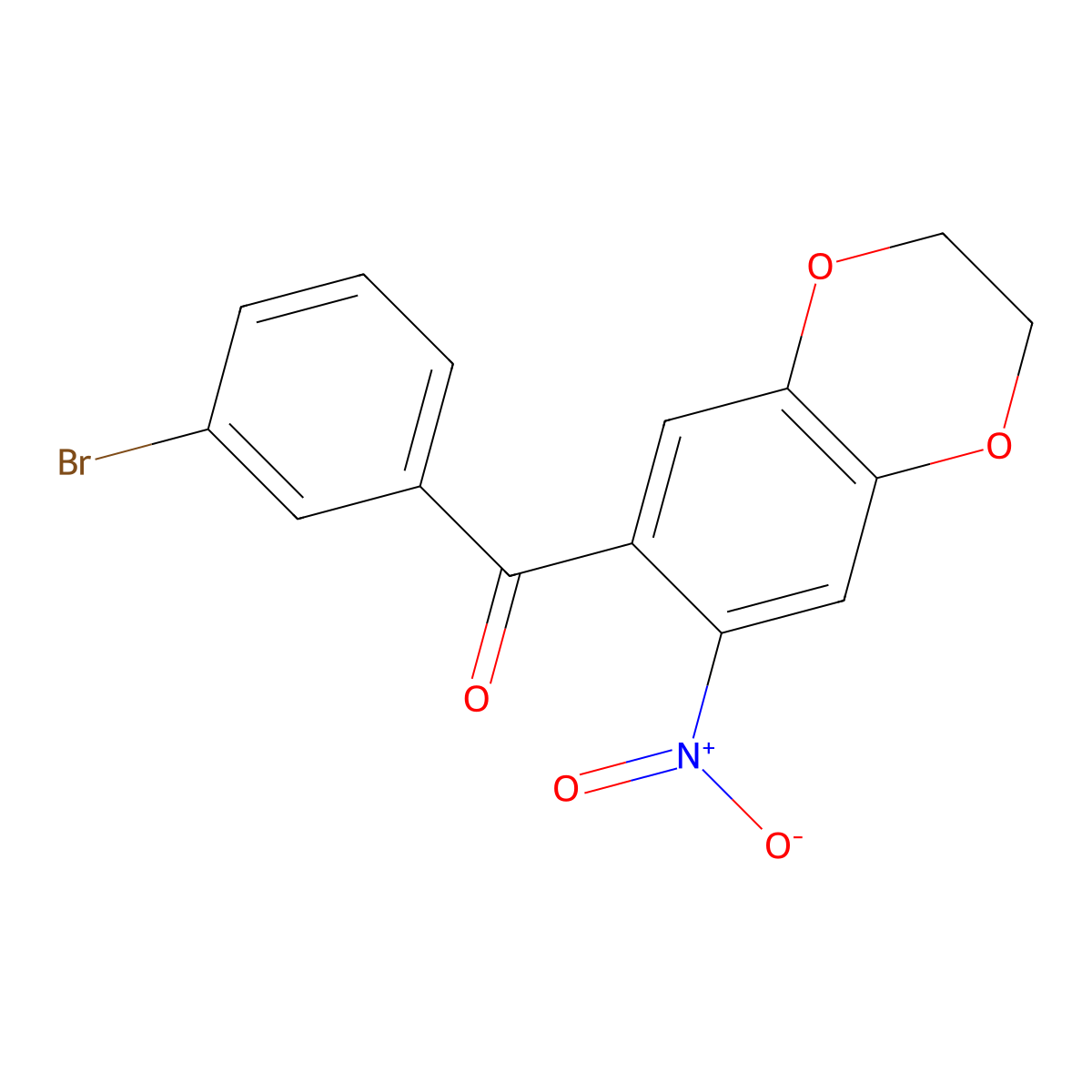 (3-Bromophenyl)(7-nitro-2,3-dihydrobenzo[b][1,4]dioxin-6-yl)methanone molecular structure, CAS 727669-68-3