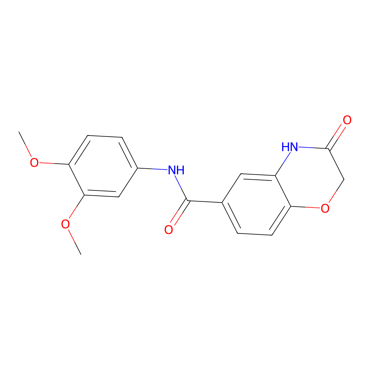 N-(3,4-dimethoxyphenyl)-3-oxo-3,4-dihydro-2H-1,4-benzoxazine-6-carboxamide molecular structure, CAS 727670-29-3