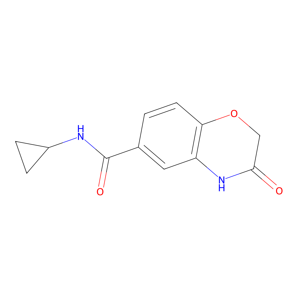 N-cyclopropyl-3-oxo-3,4-dihydro-2H-1,4-benzoxazine-6-carboxamide molecular structure, CAS 727670-31-7