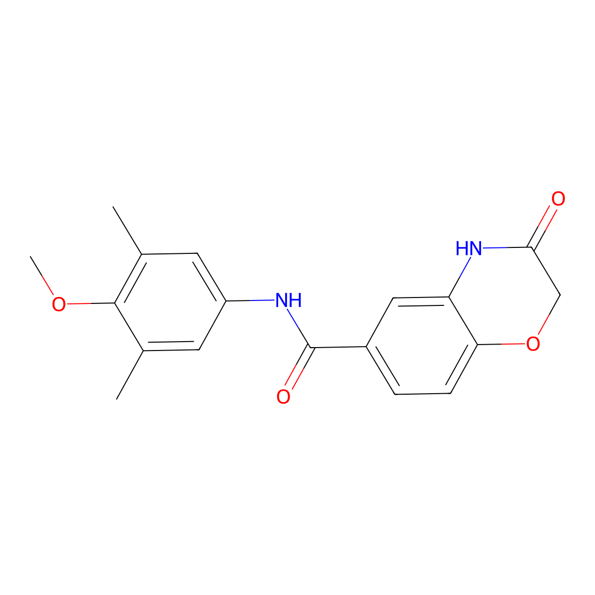 N-(4-methoxy-3,5-dimethylphenyl)-3-oxo-3,4-dihydro-2H-1,4-benzoxazine-6-carboxamide molecular structure, CAS 727670-33-9