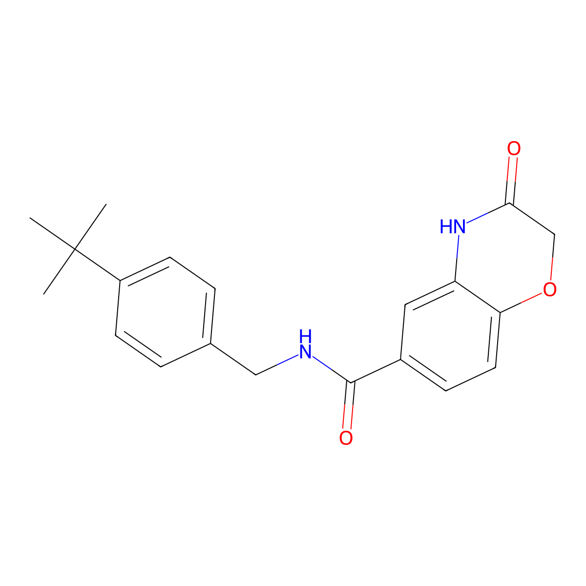 N-[(4-tert-butylphenyl)methyl]-3-oxo-4H-1,4-benzoxazine-6-carboxamide molecular structure, CAS 727670-35-1