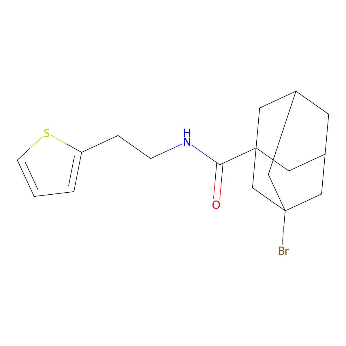 3-bromo-N-(2-thiophen-2-ylethyl)adamantane-1-carboxamide molecular structure, CAS 727670-59-9
