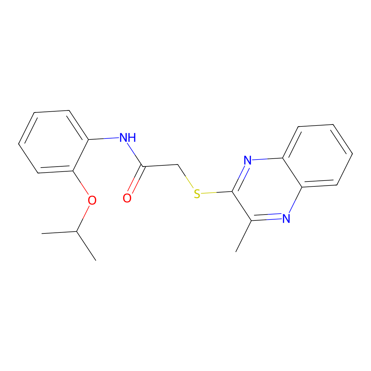 2-(3-methylquinoxalin-2-yl)sulfanyl-N-(2-propan-2-yloxyphenyl)acetamide molecular structure, CAS 727670-65-7