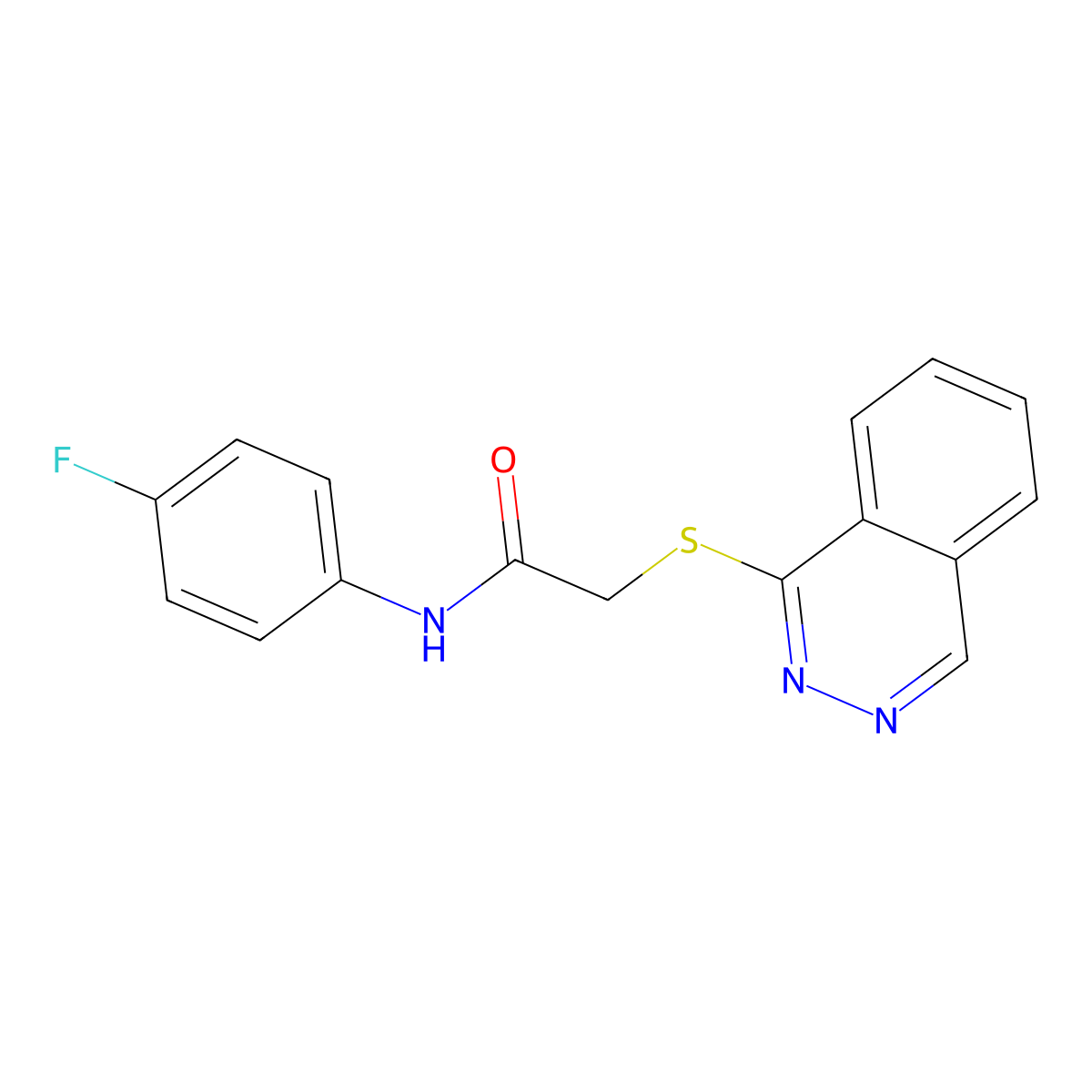 N-(4-fluorophenyl)-2-phthalazin-1-ylsulfanylacetamide molecular structure, CAS 727670-73-7