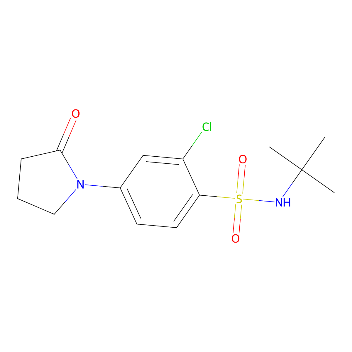 N-tert-butyl-2-chloro-4-(2-oxopyrrolidin-1-yl)benzenesulfonamide molecular structure, CAS 727670-80-6