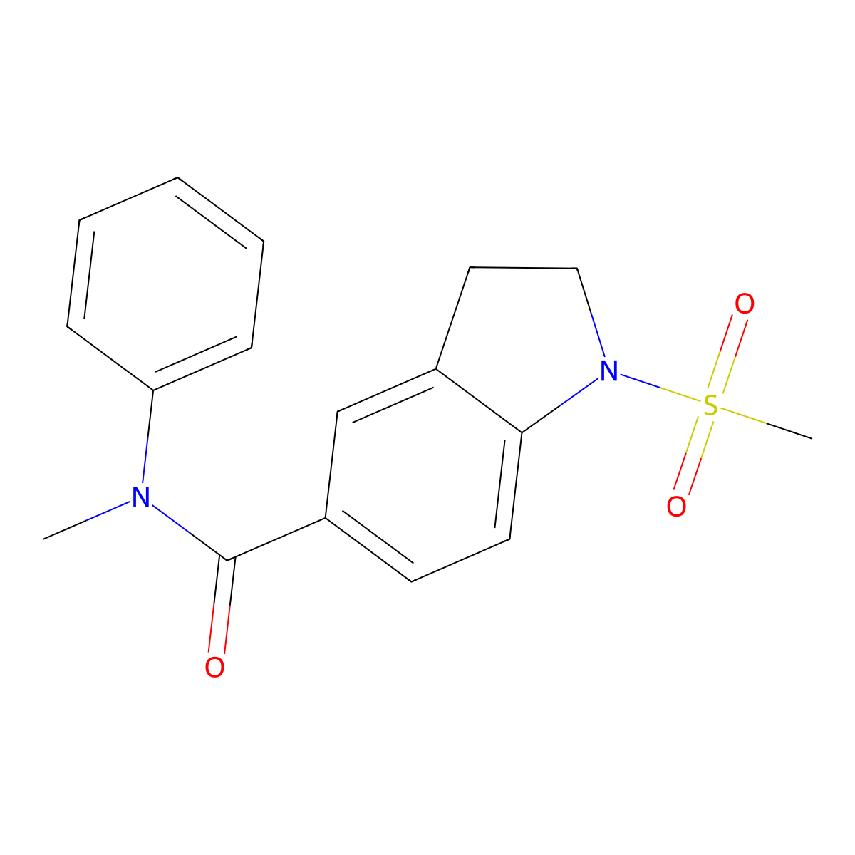 N-methyl-1-methylsulfonyl-N-phenyl-2,3-dihydroindole-5-carboxamide molecular structure, CAS 727671-00-3