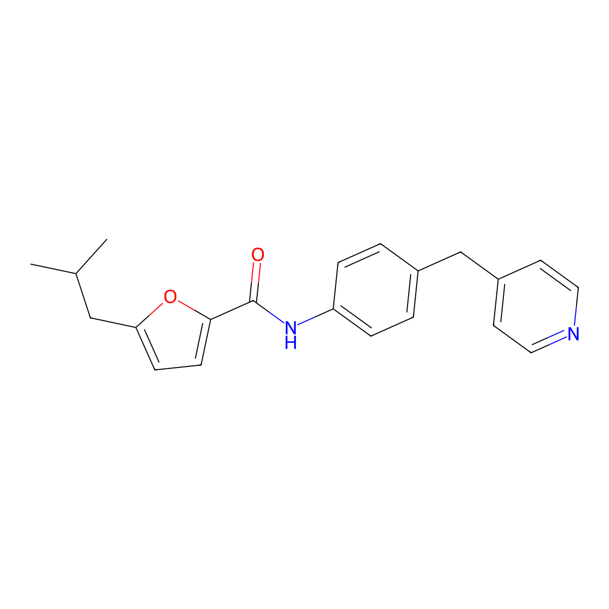 5-(2-methylpropyl)-N-[4-(pyridin-4-ylmethyl)phenyl]furan-2-carboxamide molecular structure, CAS 727671-26-3